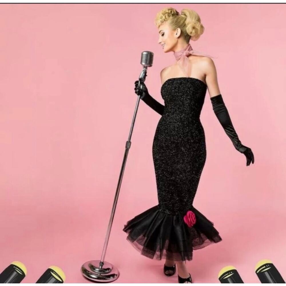 Unique Vintage Barbie Solo In The Spotlight Black Sparkle Strapless Gown M NWT - Picture 7 of 14